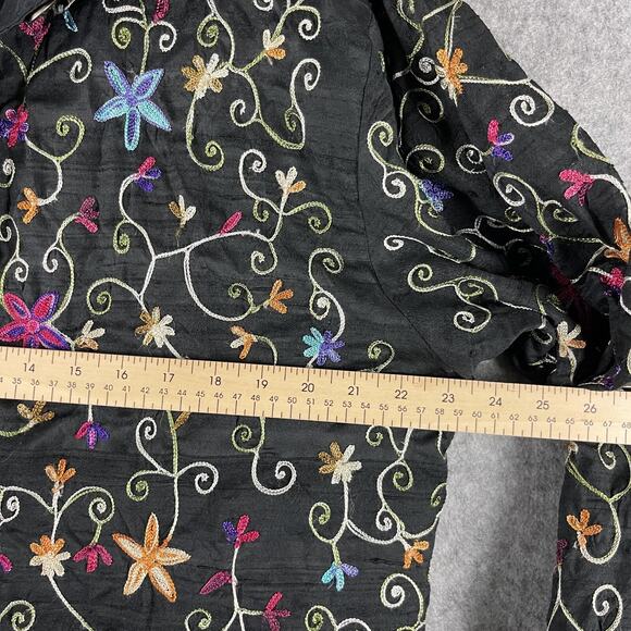 Don't Mess With Texas Embroidered Silk Jacket Womens XL Floral Western Artsy - Picture 9 of 16